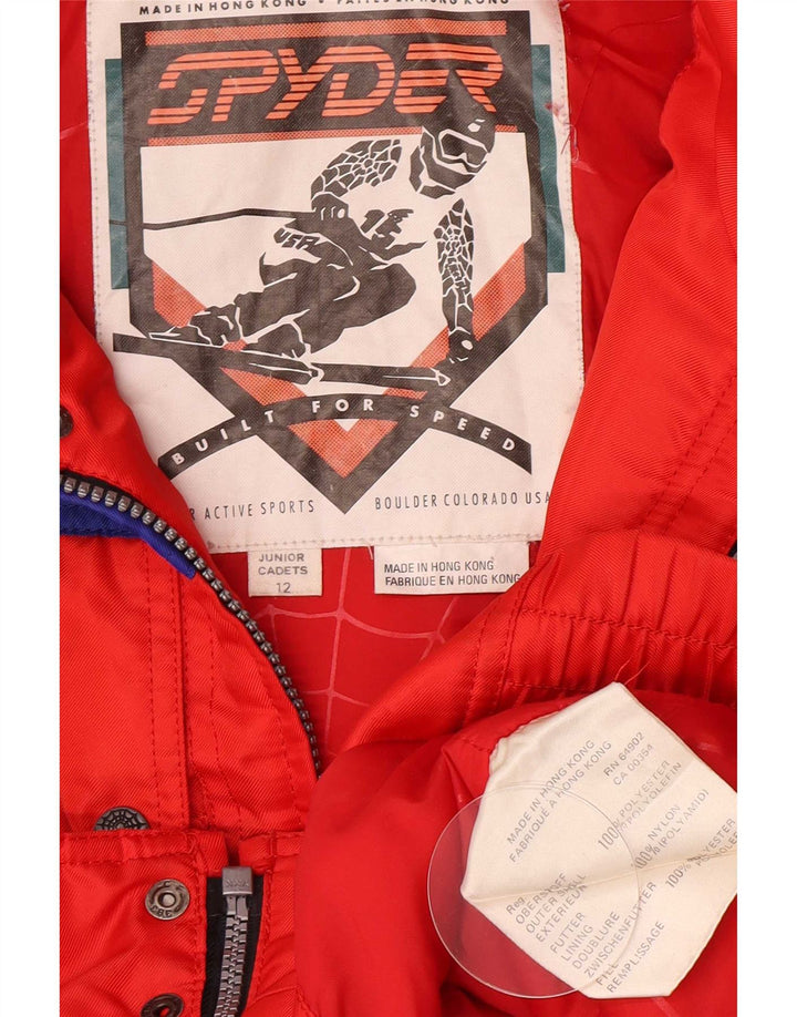 Spyder Boys Hooded Ski Jacket 11-12 Years Red Colourblock Polyester