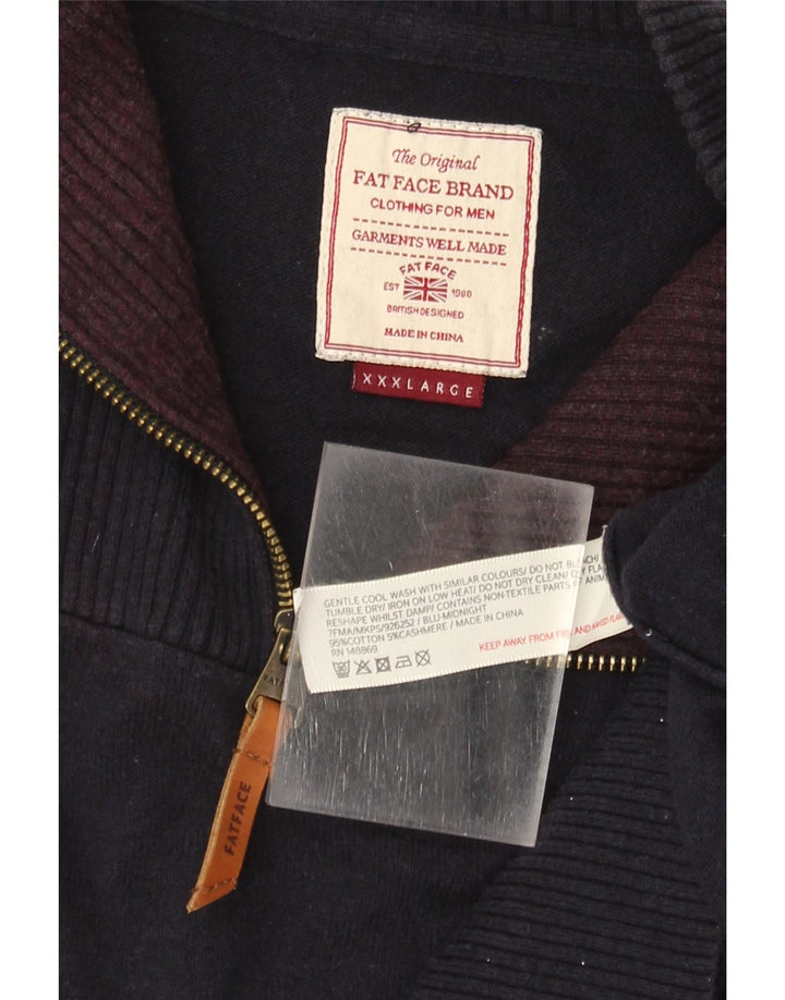 FAT FACE Ανδρικό πουλόβερ με φερμουάρ 3XL μπλε βαμβακερό