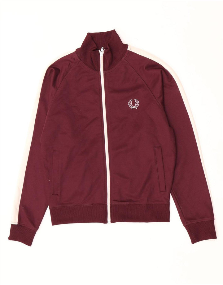 Fred Perry Boys αθλητική φόρμα Top Jacket 9-10 Years Medium Maroon Colourblock