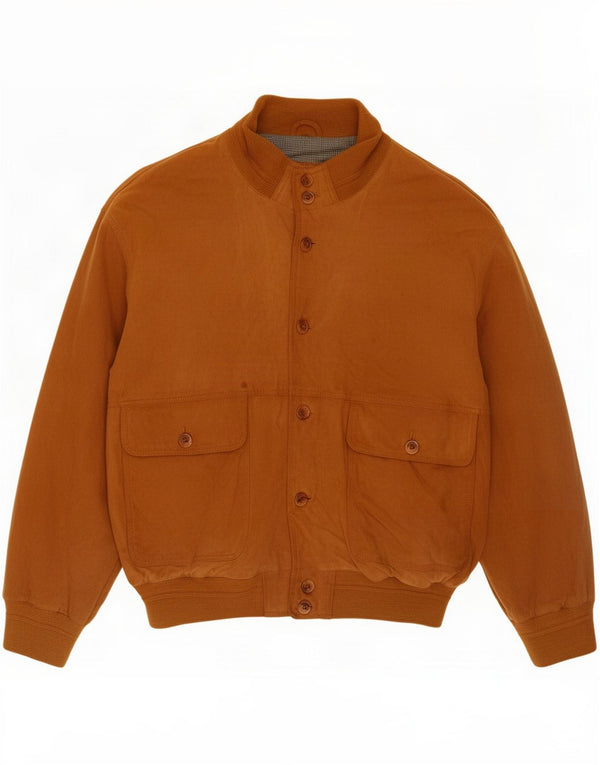 Vintage Ανδρικό Suede Bomber Jacket UK 38 Medium Brown Leather