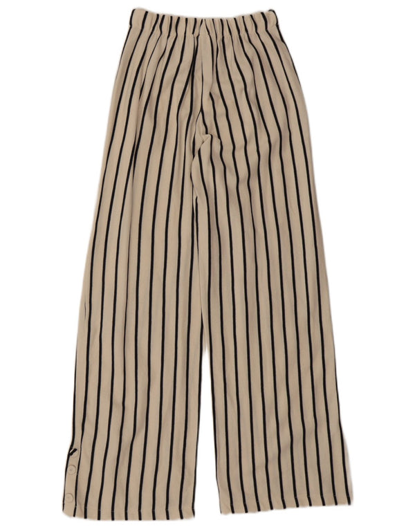 Zara Girls Wide Leg Casual Παντελόνι 13-14 ετών W22 L27 Beige Pinstripe