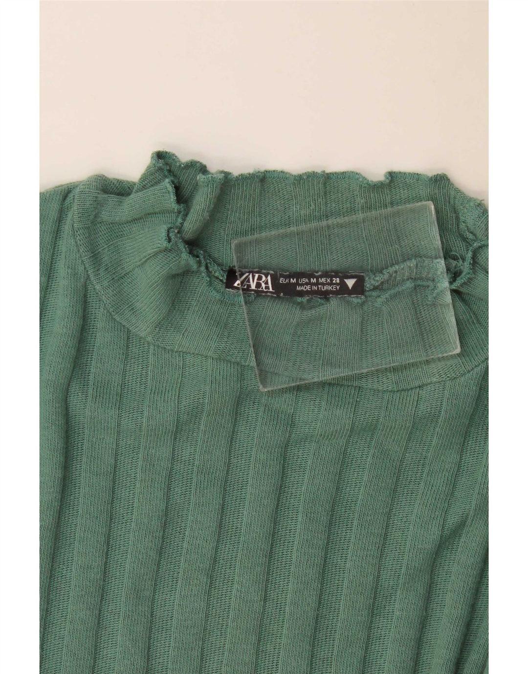 Zara Γυναικείο Crop Top μακρυμάνικο UK 12 Medium Green