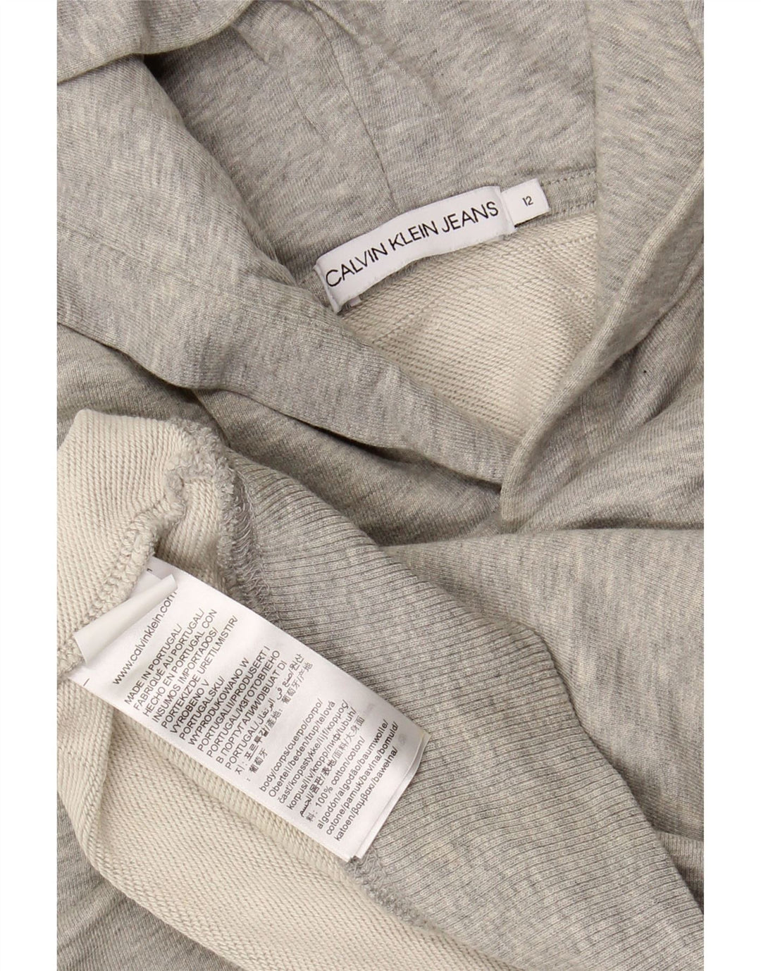 CALVIN KLEIN JEANS Γραφικό μπλουζάκι με κουκούλα για κορίτσια 11-12 ετών γκρι βαμβακερό