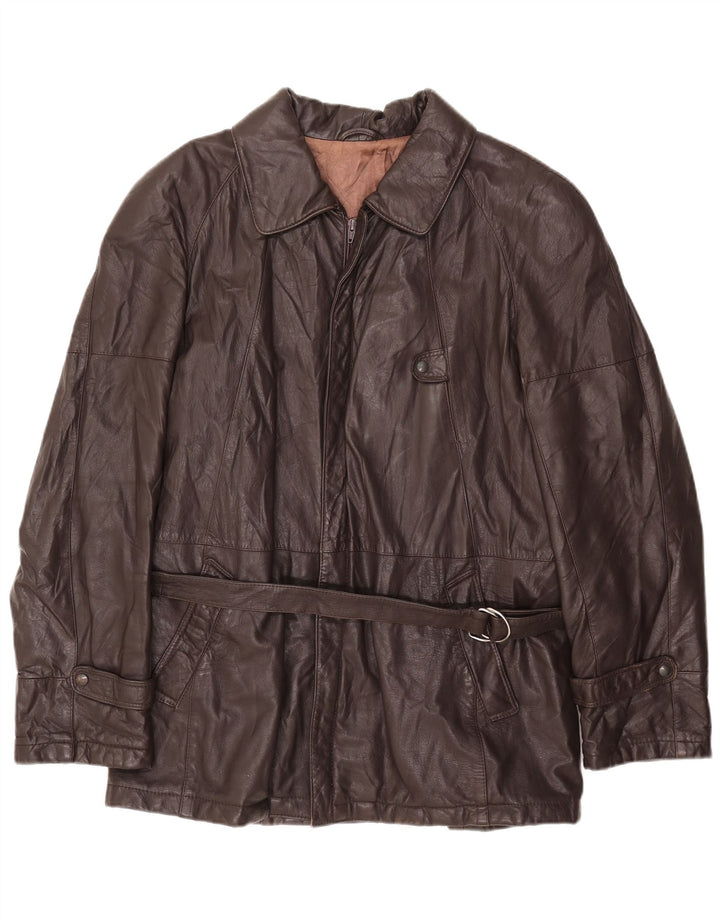 VINTAGE Ανδρικό Δερμάτινο Μπουφάν IT 54 2XL Καφέ Δερμάτινο