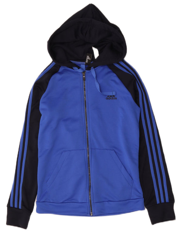 Adidas γυναικείο πουλόβερ με κουκούλα με φερμουάρ UK 12/14 μεσαίο μπλε πολυεστέρας