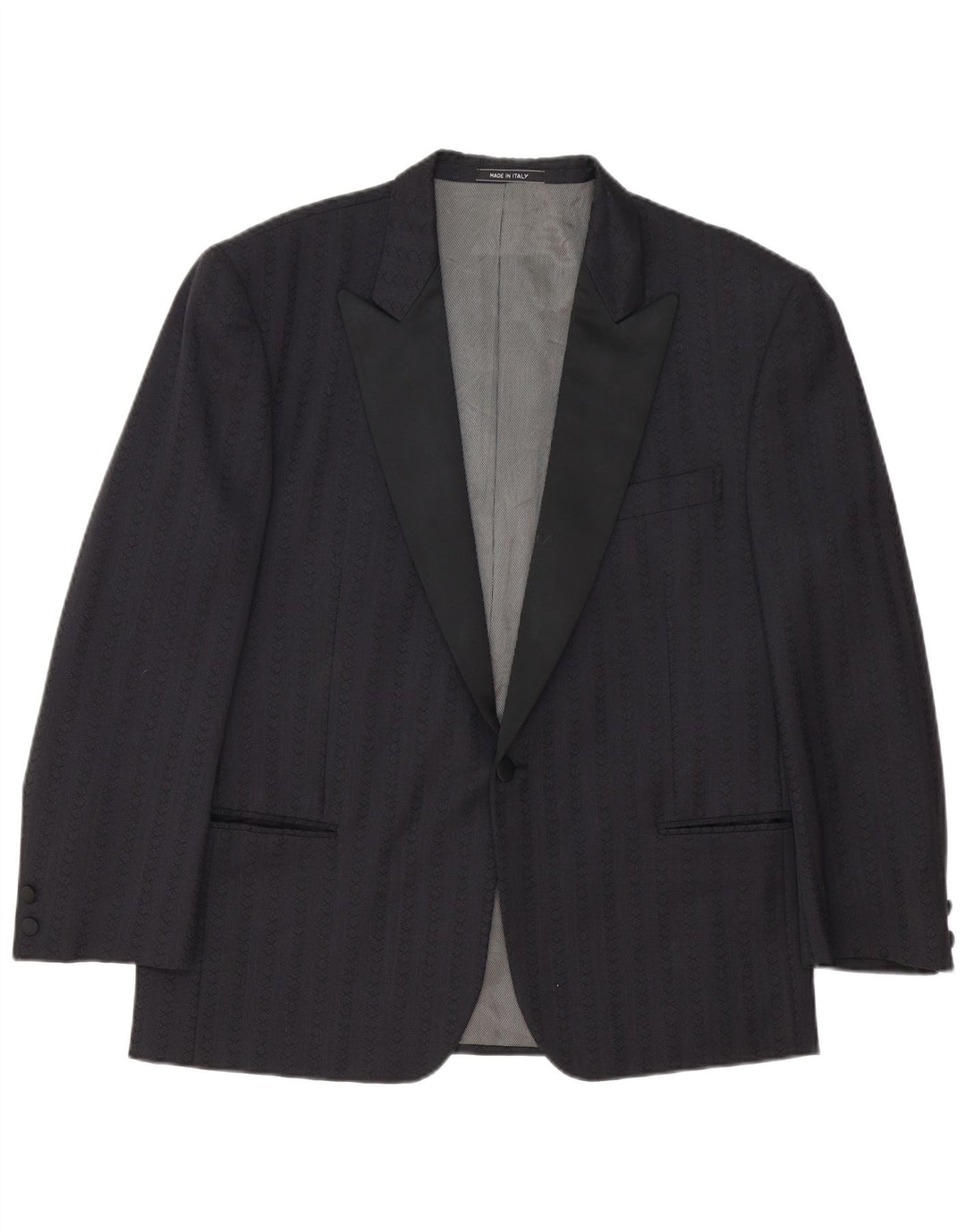 Vintage Ανδρικό σακάκι 1 κουμπιού σακάκι IT 54 2XL Μπλε Navy ριγέ παρθένο μαλλί