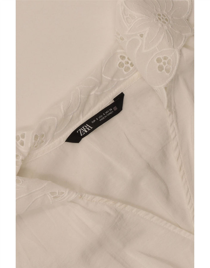 Zara Γυναικεία Μπλούζα Crop Top UK 10 Small White