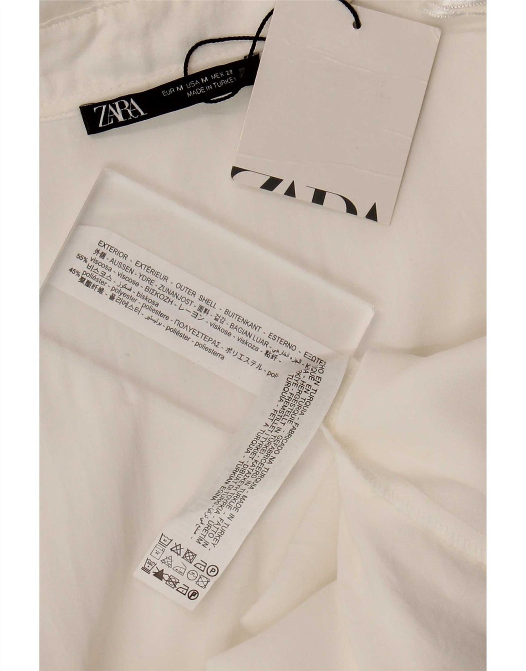 Γυναικείο μακρυμάνικο φόρεμα Zara UK 12 μεσαία λευκή βισκόζη