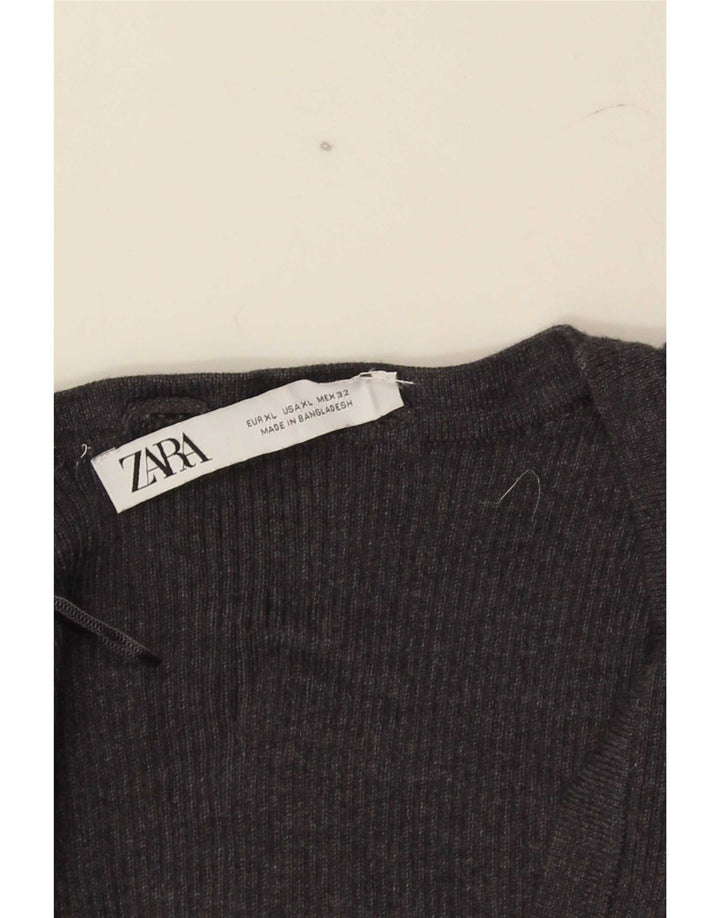 Zara Γυναικείο Αμάνικο Crop Top UK 18 XL Γκρι