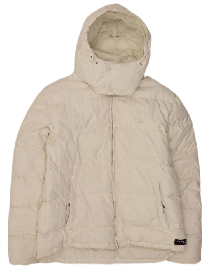 Ανδρικό μπουφάν με κουκούλα FILA UK 42 XL Λευκός Πολυεστέρας