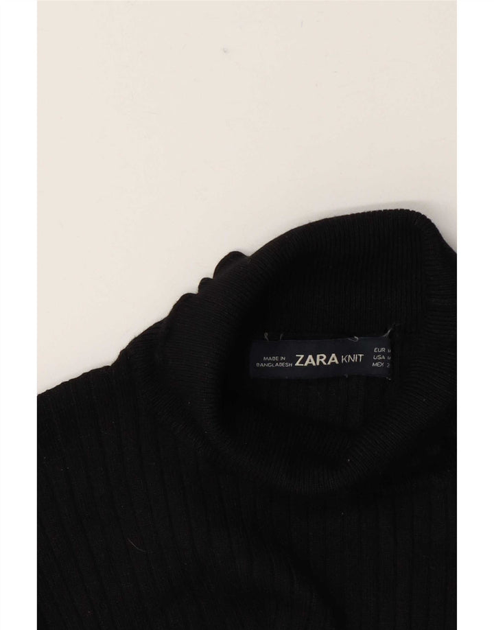 Zara Γυναικεία μπλούζα με ρολό τοπ UK 12 Medium Black