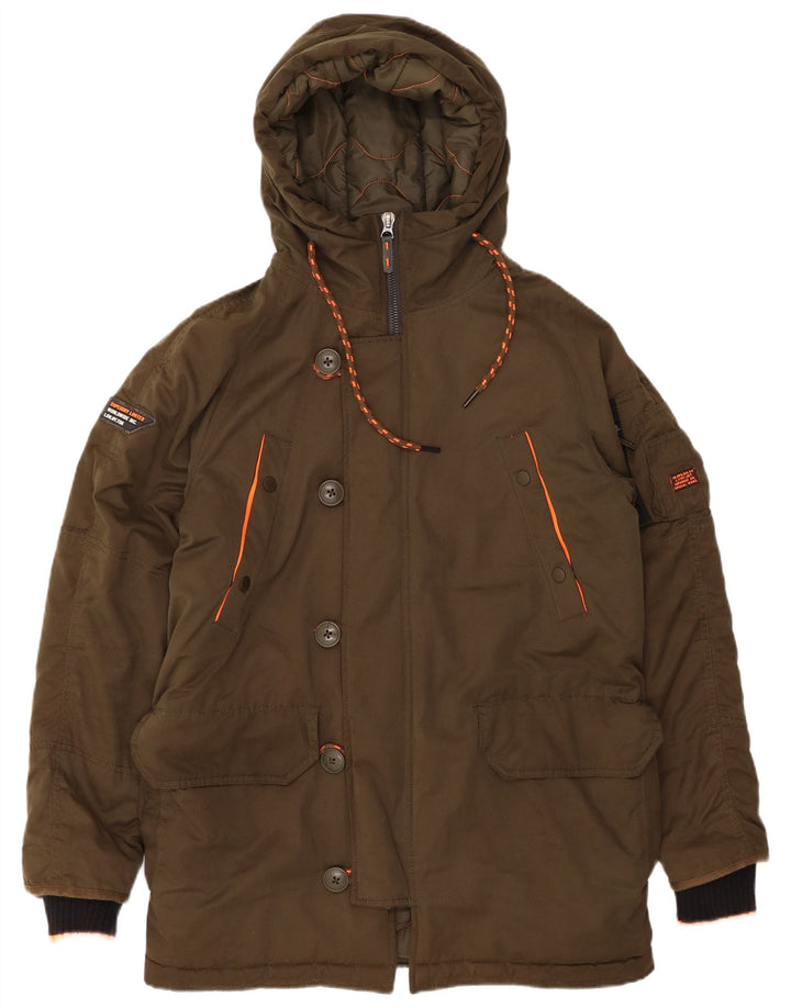 Ανδρικό μπουφάν Parka με κουκούλα SUPERDRY UK 38 Medium Khaki Polyester