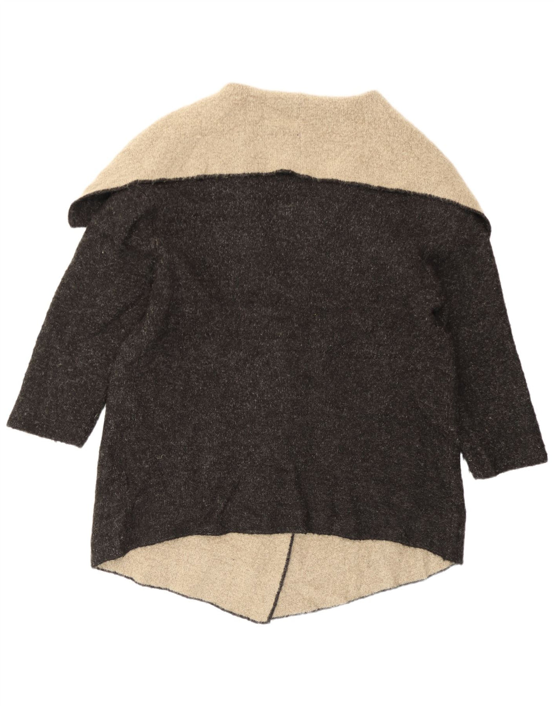 Zara Γυναικείο Longline ανοιχτό πουλόβερ ζακέτα UK 14 Medium Grey Colourblock