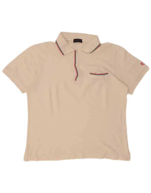 Sergio Tacchini Mens Polo Shirt EU 48 Medium White Cotton