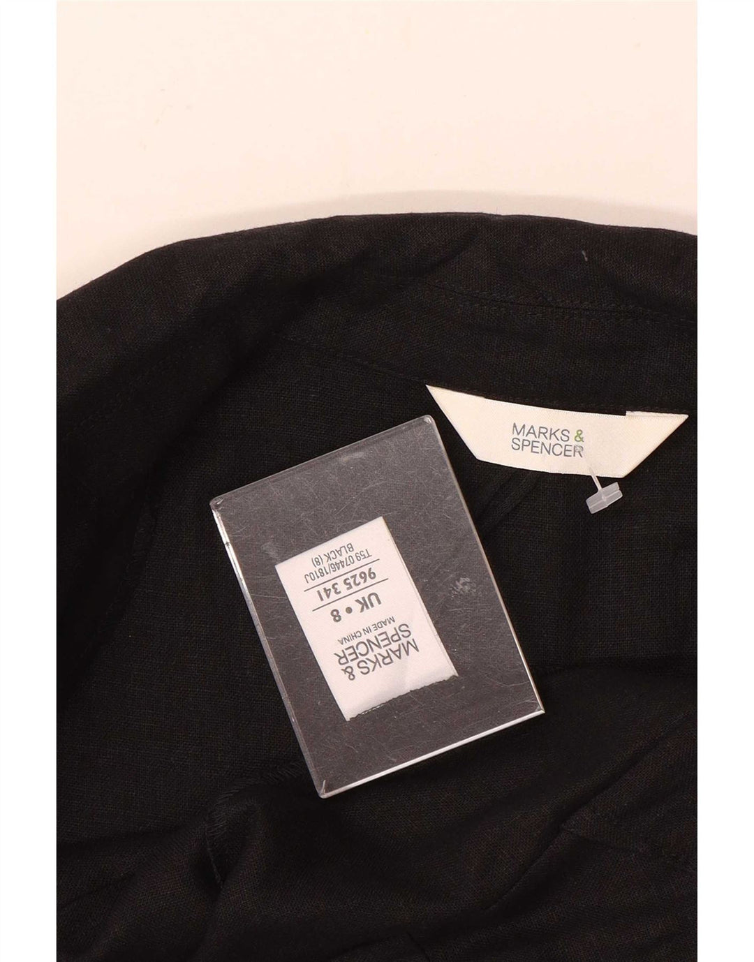 Marks & Spencer Γυναικείο Μπουφάν Blazer με 3/4 μανίκια UK 8 μικρό μαύρο λινό