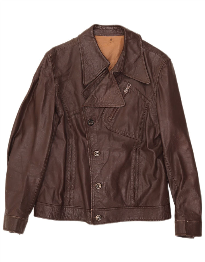 Vintage Ανδρικό Δερμάτινο Μπουφάν Biker UK 34 XS Καφέ