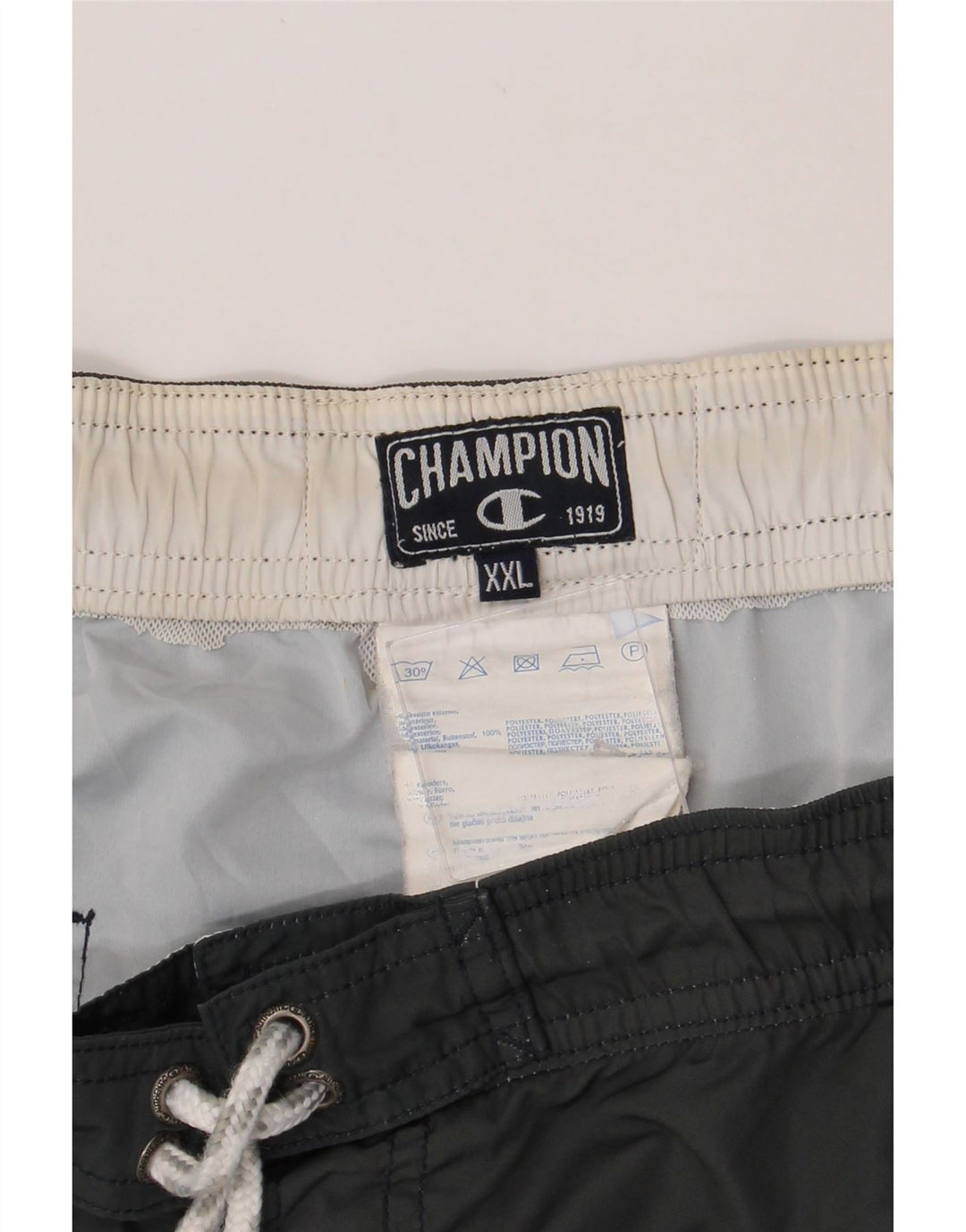 CHAMPION Mens Graphic Swimming Shorts 2XL  Black Polyester Vintage Champion and Second-Hand Champion from Messina Hembry 