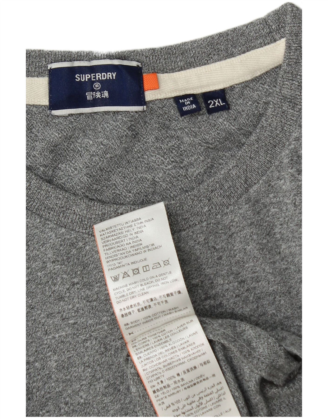 Superdry Ανδρικό T-Shirt Top 2XL Γκρι βαμβακερό