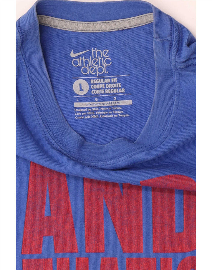 Ανδρικό μπλουζάκι Nike με γραφικό κανονικό μπλουζάκι, μπλουζάκι μεγάλο μπλε