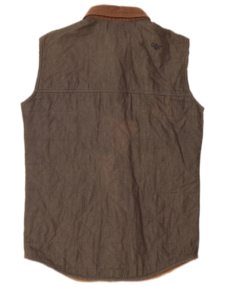 Volcom Mens Quilted Gilet UK 36 Small Khaki Cotton