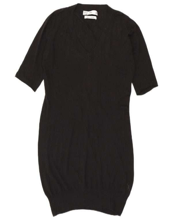 Γυναικείο κοντομάνικο φόρεμα ZARA UK 10 Small Black Silk