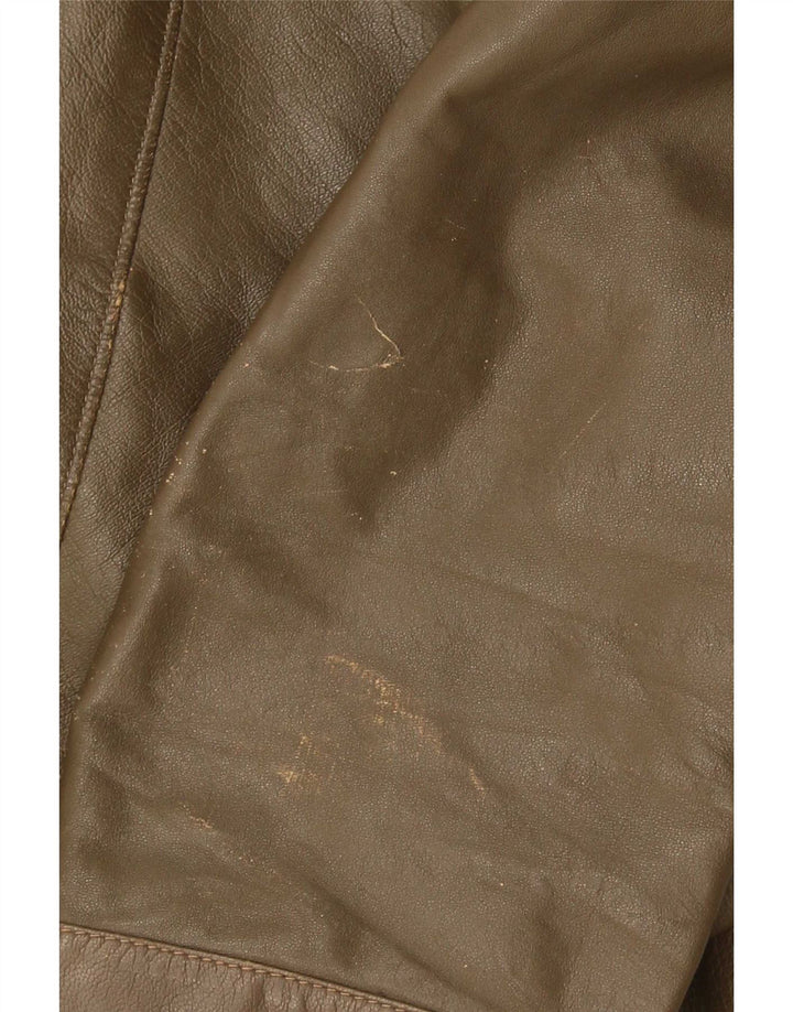 Vintage Ανδρικό Δερμάτινο Μπουφάν UK 38 Medium Khaki Leather