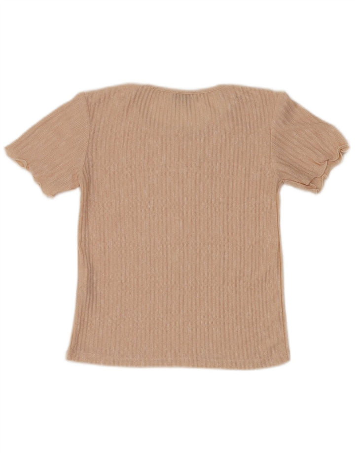 Zara Γυναικεία Μπλούζα Τοπ UK 10 Small Beige ριγέ πολυεστέρας