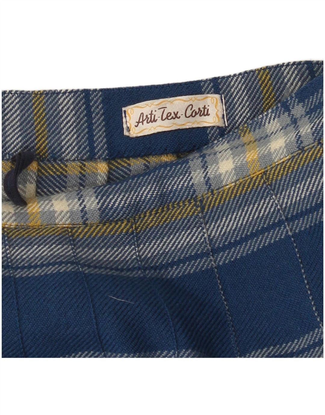 VINTAGE Γυναικεία Ψηλόμεση Πλισέ A-Line Φούστα W26 Μικρό Μπλε Καρό