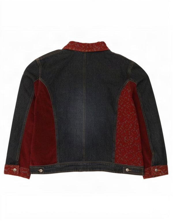Vintage Γυναικείο Τζιν Μπουφάν UK 18 XL Μπλε Βαμβακερό Patchwork