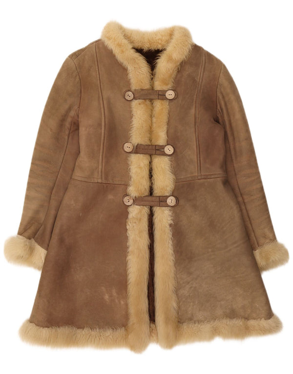 Vintage Γυναικείο Παλτό Shearling UK 10 Small Brown