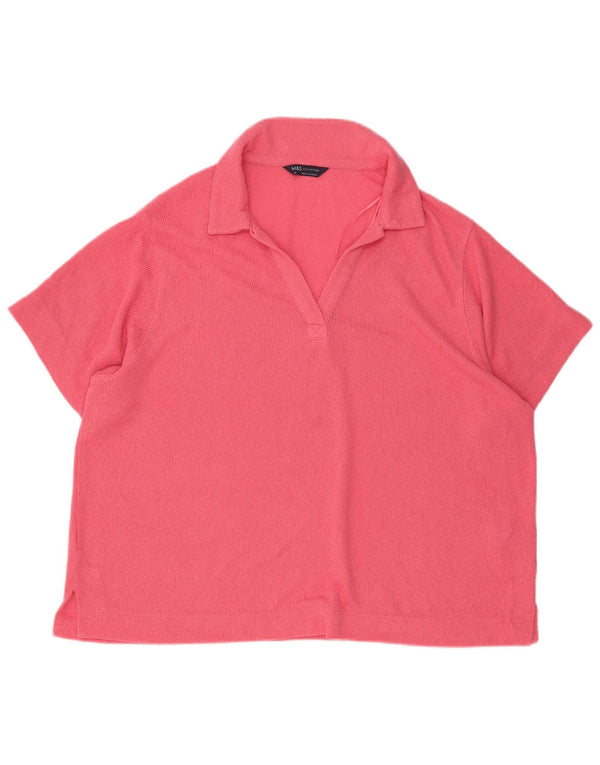 Marks & Spencer Γυναικείο Πόλο Μπλουζάκι UK 22 3XL Ροζ βισκόζη