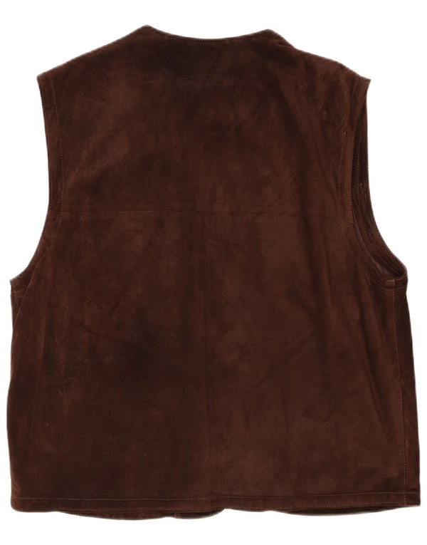 Douglas Mens Suede Gilet IT 56 3XL Καφέ Δερμάτινο