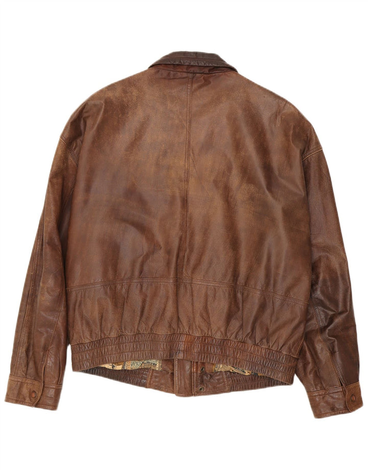 Trapper Ανδρικό Δερμάτινο Μπουφάν IT 52 XL Καφέ