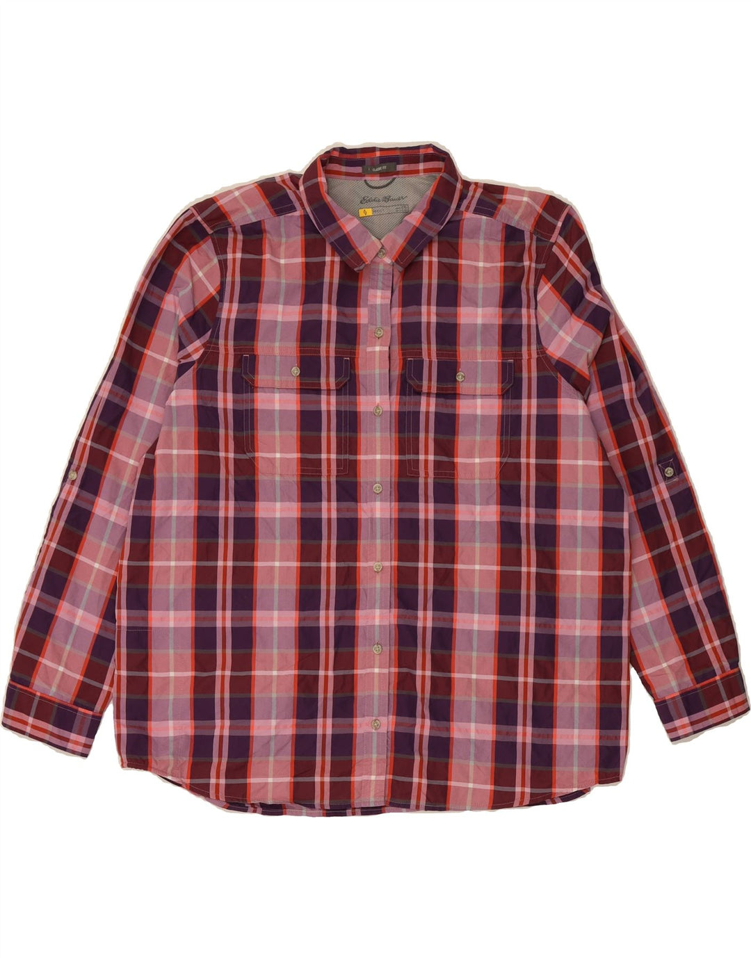 EDDIE BAUER Womens Classic Fit Shirt UK 20 2XL Multicoloured Check Vintage Eddie Bauer and Second-Hand Eddie Bauer from Messina Hembry 