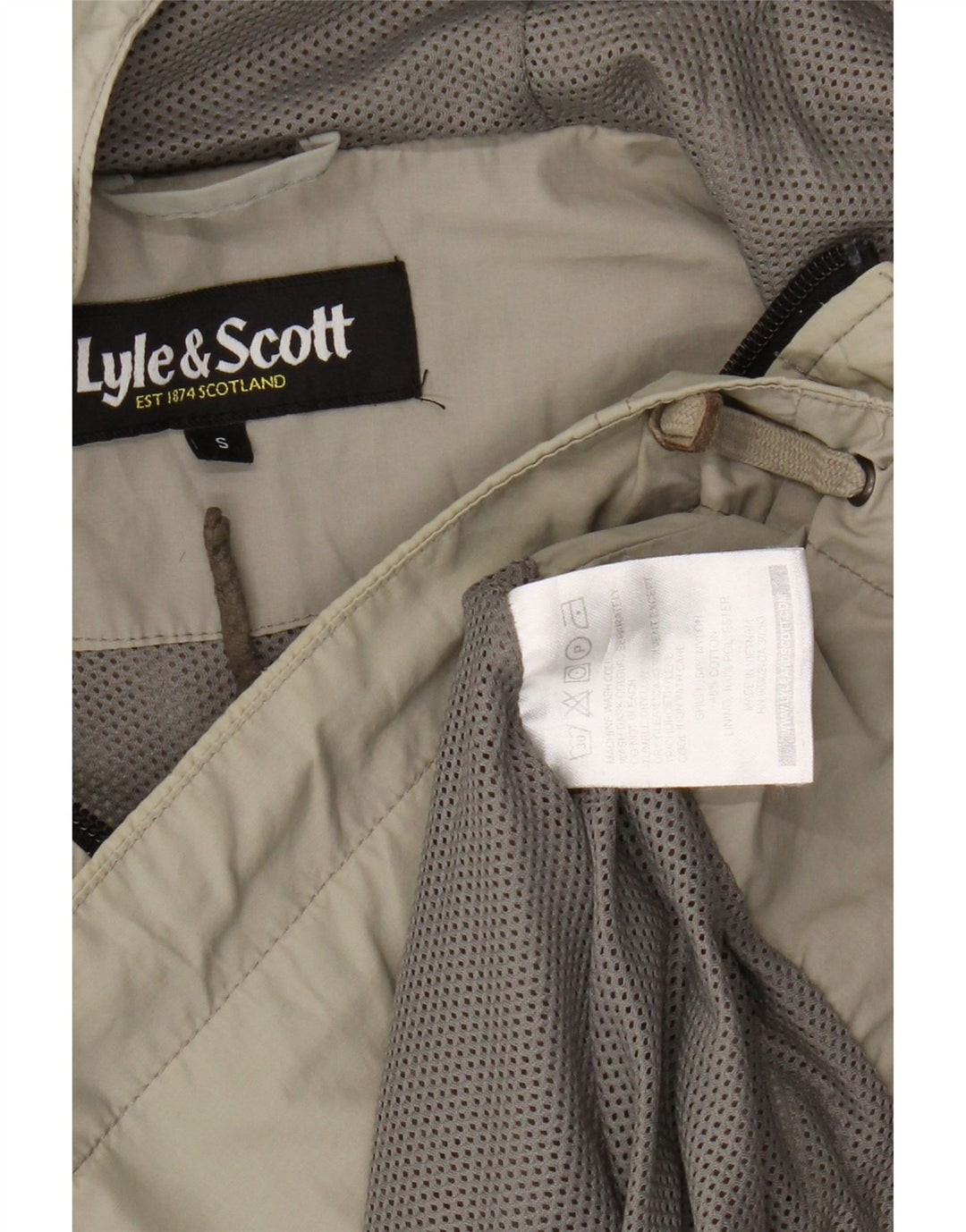 Lyle & Scott Ανδρικό μπουφάν βροχής με κουκούλα UK 36 Small Beige Nylon