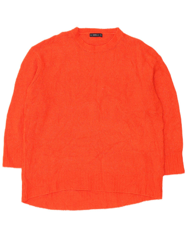 Zara Γυναικείο Longline Oversized πουλόβερ με λαιμόκοψη UK 14 Medium Red