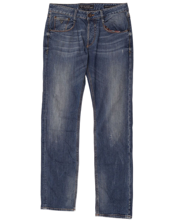 Guess Womens Vermont Slim Tapered Jeans W31 L34 Blue Cotton