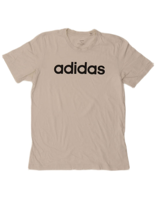 Ανδρικό γραφικό T-Shirt Adidas Top από μεσαίο λευκό βαμβακερό