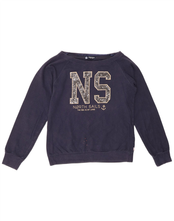 NORTH SAILS Γυναικεία Crop γραφική φούτερ Jumper UK 10 Small Navy Blue