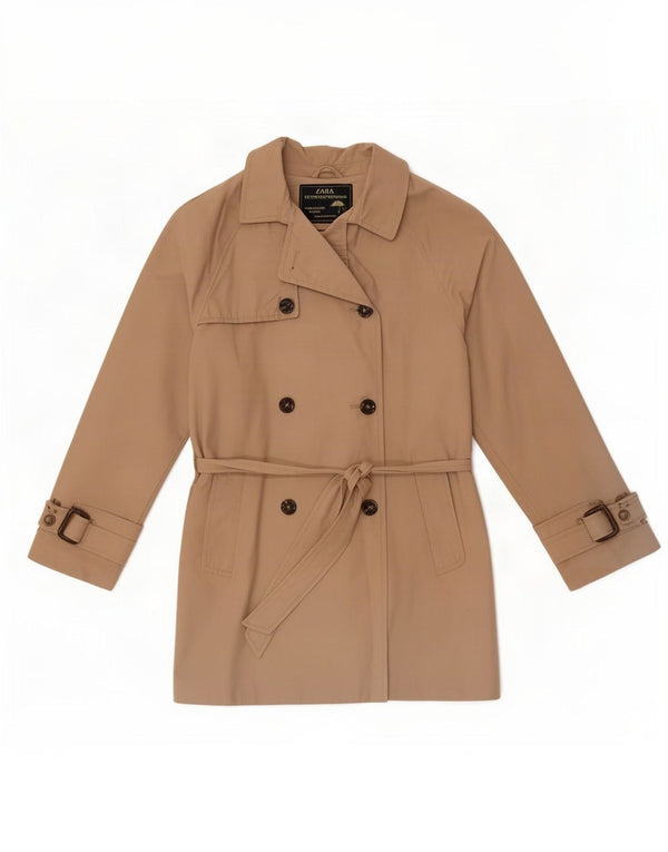 Zara Girls Διπλό στήθος Καμπαρντίνα 11-12 ετών Μπεζ βαμβακερό