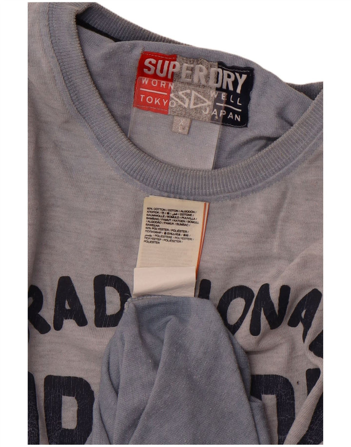 Superdry Ανδρικό γραφικό T-Shirt Top XL Blue Tie Dye Cotton
