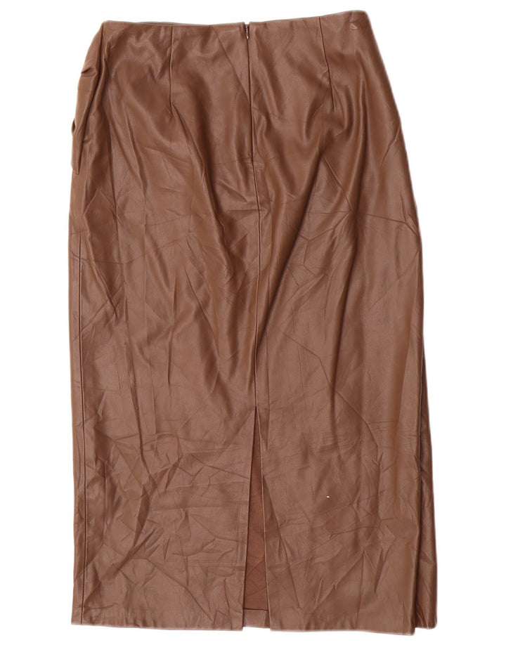 Zara Γυναικεία Φούστα από Faux Leather Medium W28 Καφέ Πολυουρεθάνη