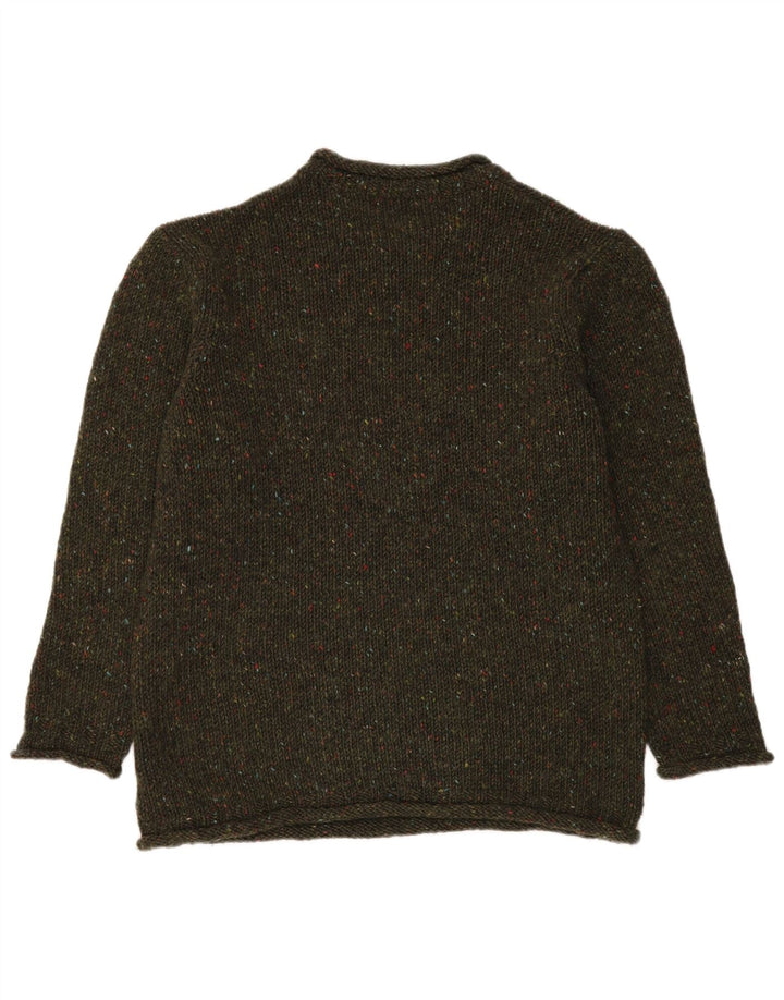 Ανδρικό πουλόβερ Aran Crafts Boat Neck Jumper Μαλλί από μεσαίο χακί