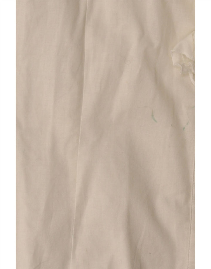 BENETTON Γυναικείο βολάν μπλουζάκι μπροστινό UK 14 μεγάλο σε λευκό