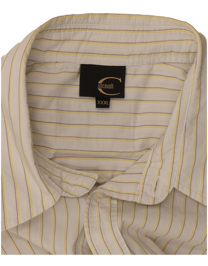 Ανδρικό πουκάμισο Just Cavalli 3XL White Pinstripe