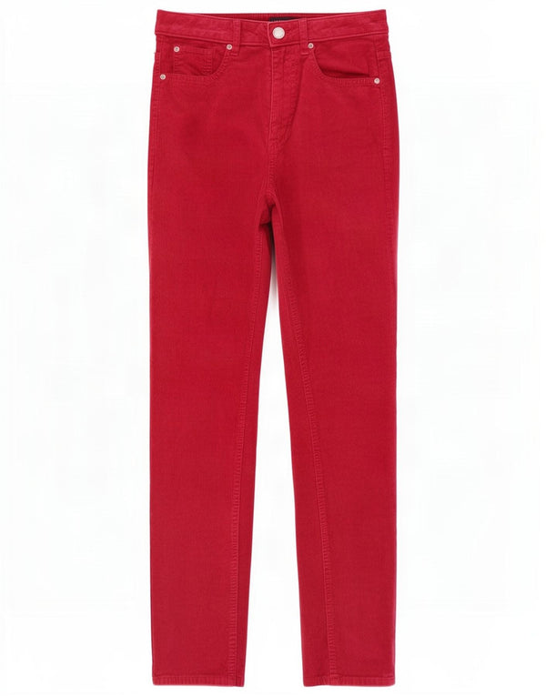 Marks & Spencer Γυναικείο ίσιο κοτλέ παντελόνι UK 8 Small W26 L29 Red