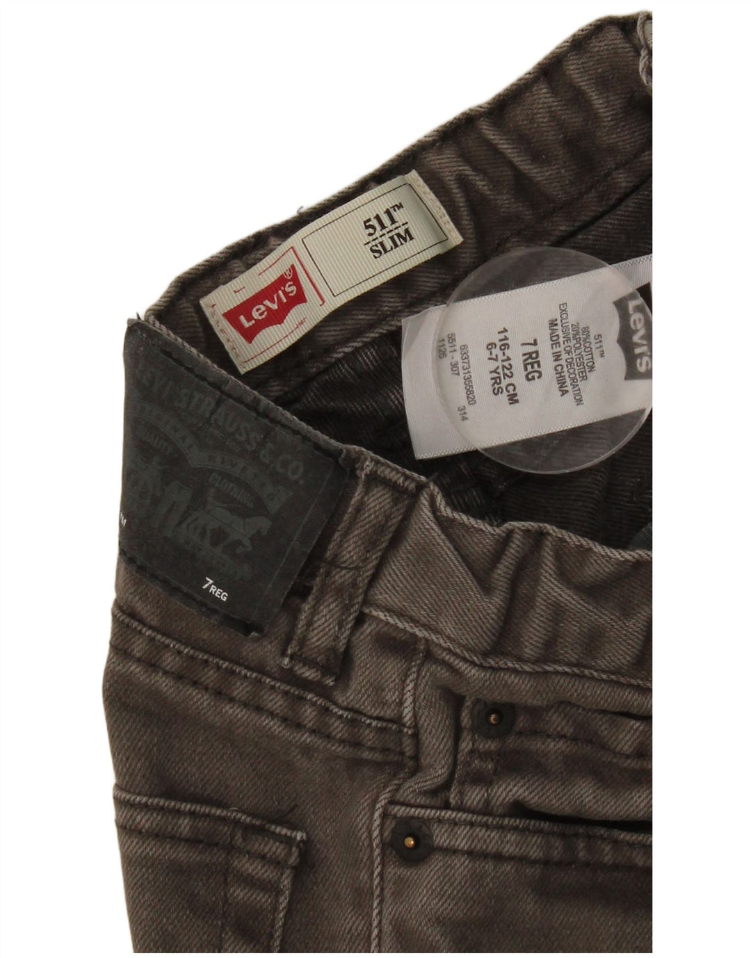 Levi's Boys 511 Slim Jeans 6-7 ετών W20 L20 Πράσινο βαμβακερό