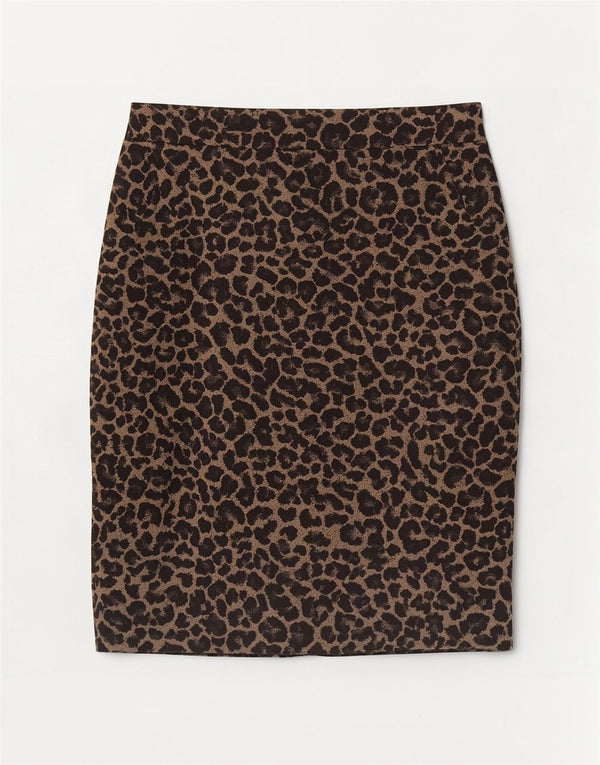 Marks & Spencer Γυναικεία ίσια φούστα UK 16 Large W34 Μπεζ Animal Print
