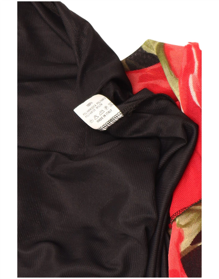 VINTAGE Γυναικείο Αμάνικο Maxi Φόρεμα UK 12 Medium Black Floral Polyamide