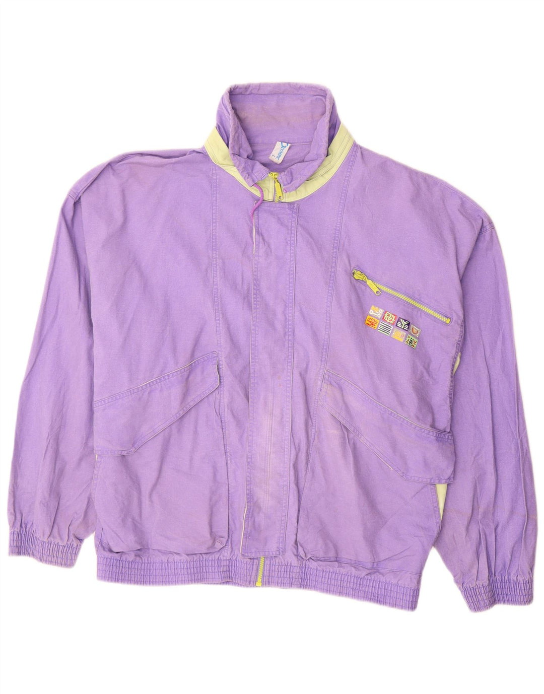 Vintage Ανδρικό Bomber Jacket UK 40 Large Purple Cotton